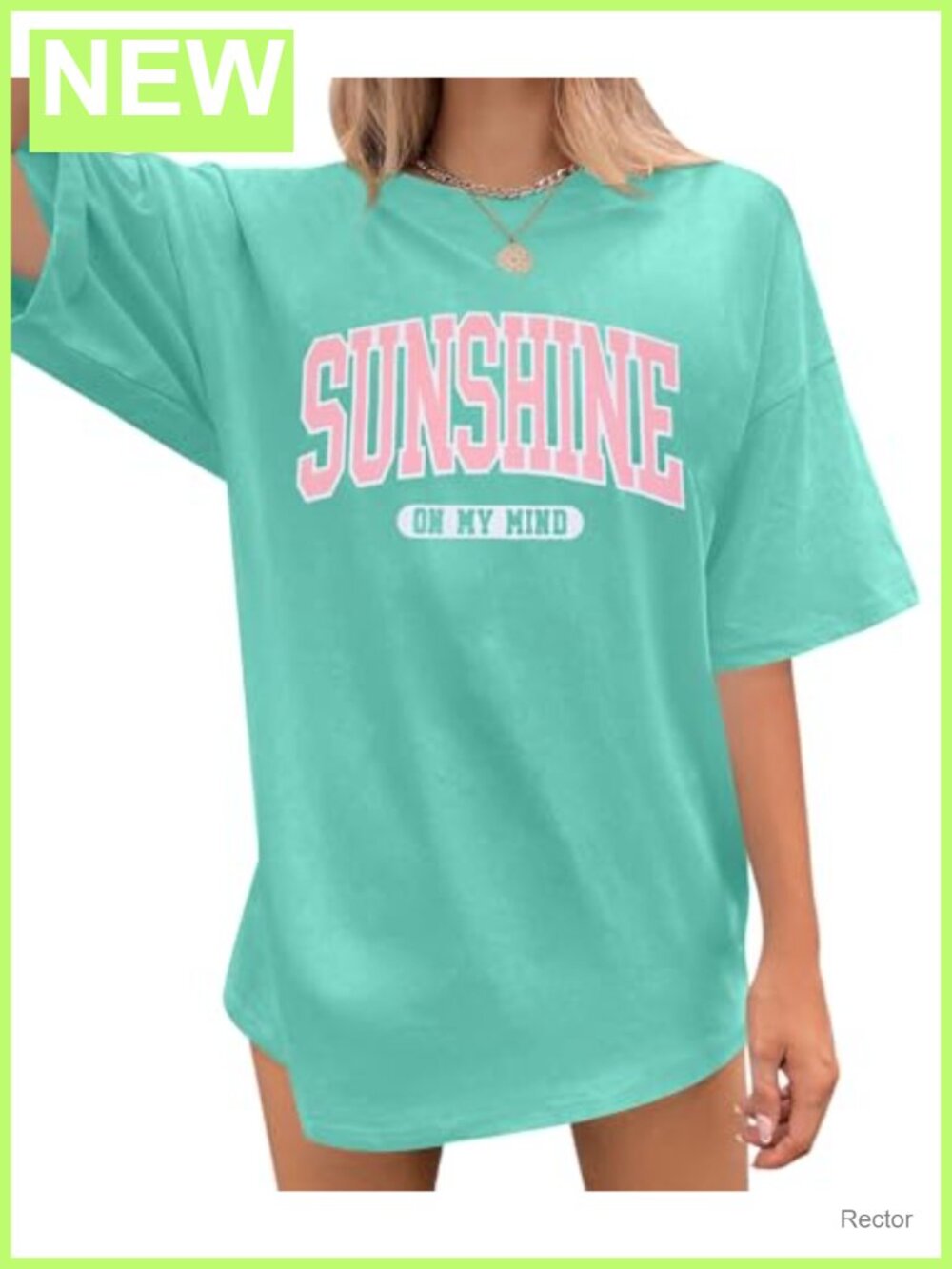 Oversized Sunshine Graphic Tee Cotton Blend Short Sleeve Summer Top